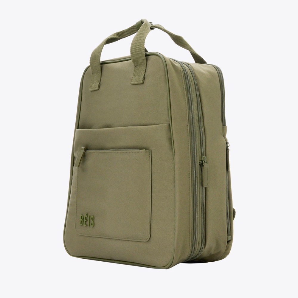 Beis The Expandable Backpack In Olive